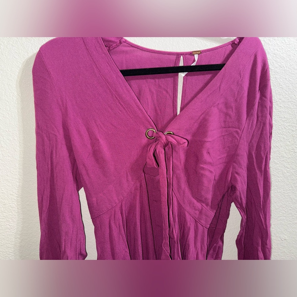 Free People Purple Fairycore Mini Dress Coquette Boho IT Girl- small - Picture 3 of 9